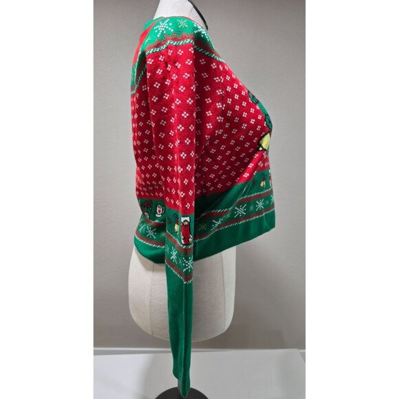 Hello Kitty Christmas Sweater Young Women’s Size L Red & Green Holiday Knit 100% - Picture 5 of 6
